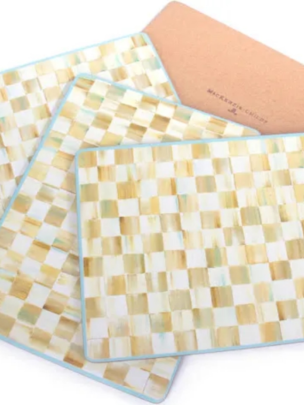MacKenzie-Childs Yellow Cream Checkered Placemats.Rare